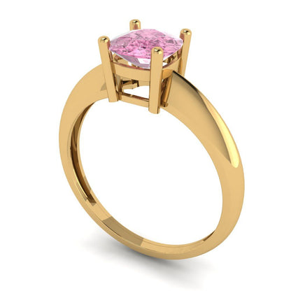 1 cttw Zirconia Simulated Pink Diamond Solitaire  Engagement Ring - Solid Yellow Gold (VVS1, Cushion Cut,6mm)