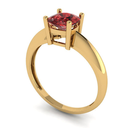 1 cttw Natural Garnet Solitaire  Engagement Ring - Solid Yellow Gold (VVS1, Cushion Cut,6mm)