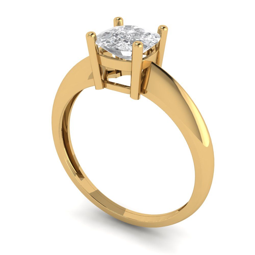 1 cttw Moissanite Solitaire  Engagement Ring - Solid Yellow Gold (VVS1, Cushion Cut,6mm)