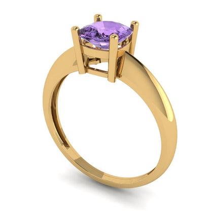 1 cttw Simulated Alexandrite Solitaire  Engagement Ring - Solid Yellow Gold (VVS1, Cushion Cut,6mm)