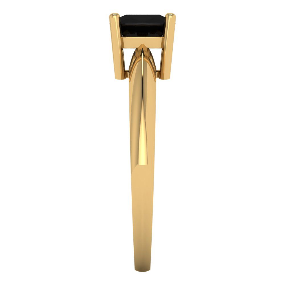 1 cttw Natural Onyx Solitaire  Engagement Ring - Solid Yellow Gold (VVS1, Cushion Cut,6mm)