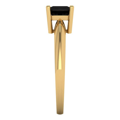 1 cttw Natural Onyx Solitaire  Engagement Ring - Solid Yellow Gold (VVS1, Cushion Cut,6mm)
