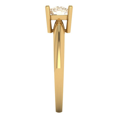 1 cttw Natural Morganite Solitaire  Engagement Ring - Solid Yellow Gold (VVS1, Cushion Cut,6mm)