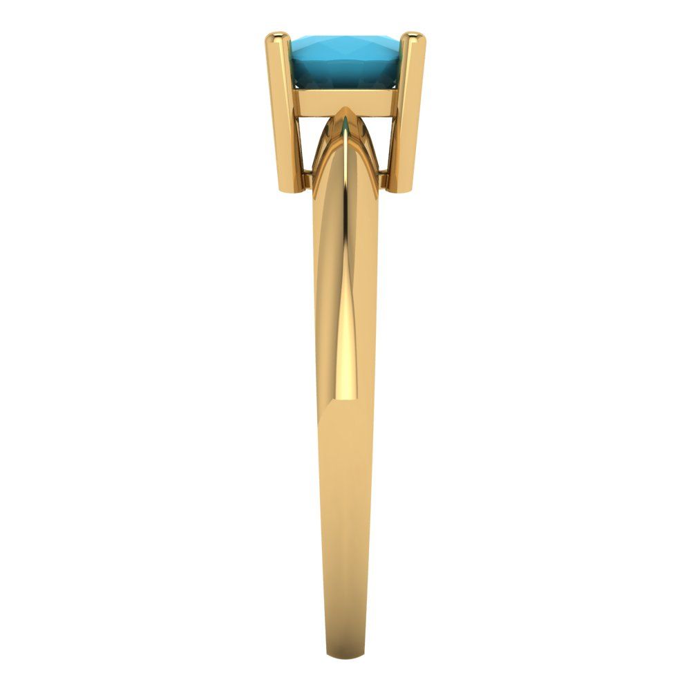 1 cttw Simulated Turquoise Solitaire  Engagement Ring - Solid Yellow Gold (VVS1, Cushion Cut,6mm)