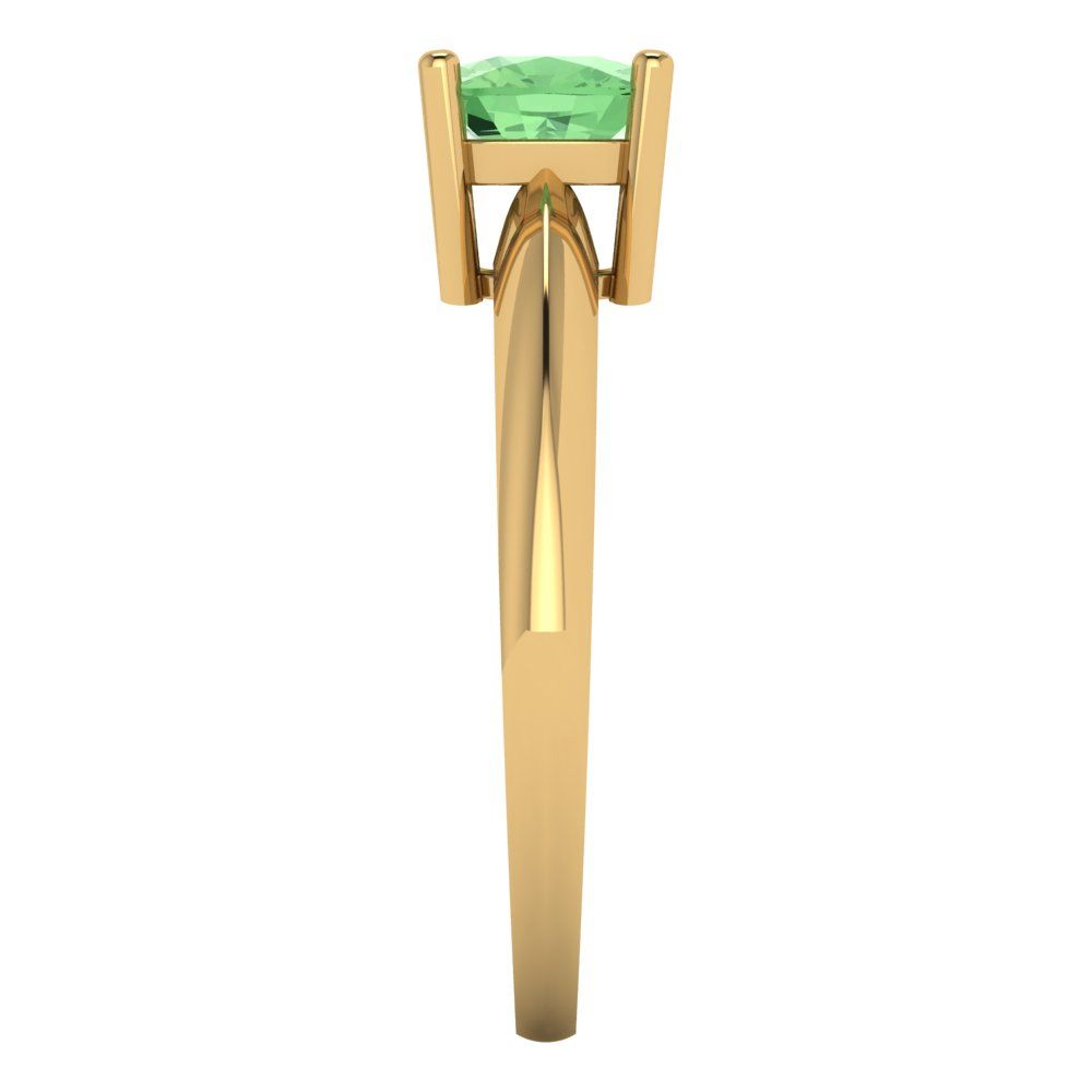 1 cttw Zirconia Simulated Green Diamond Solitaire  Engagement Ring - Solid Gold (VVS1, Cushion Cut,6mm)
