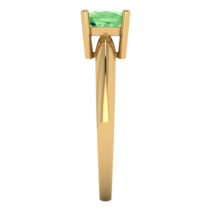 1 cttw Zirconia Simulated Green Diamond Solitaire  Engagement Ring - Solid Gold (VVS1, Cushion Cut,6mm)