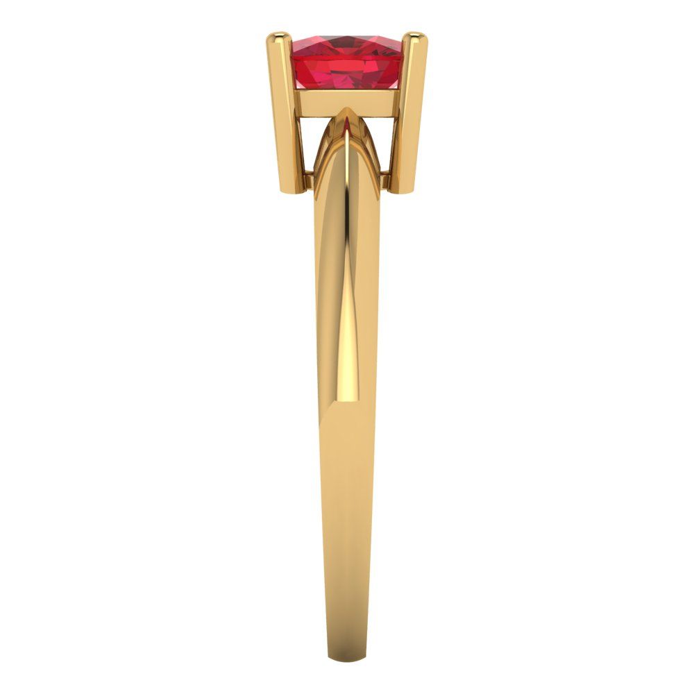 1 cttw Simulated Pink Tourmaline Solitaire  Engagement Ring - Solid Yellow Gold (VVS1, Cushion Cut,6mm)