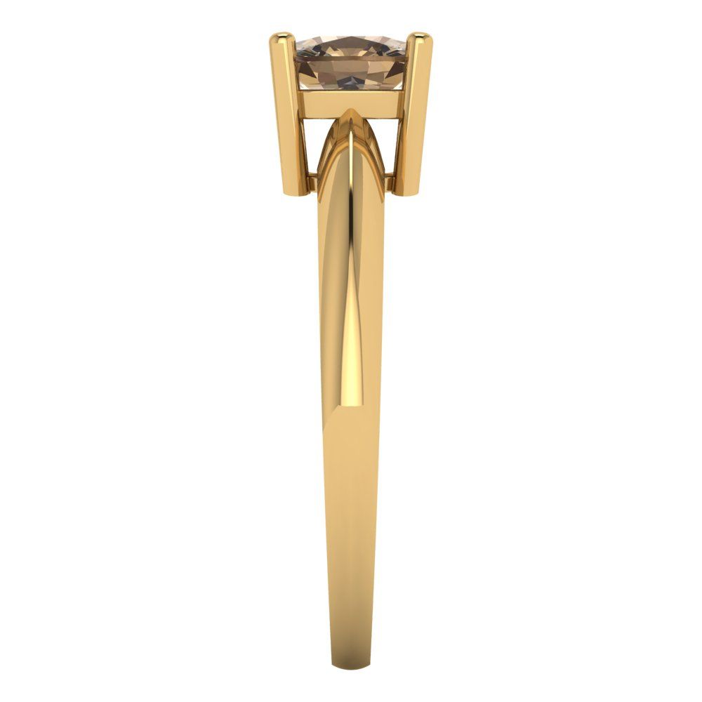 1 cttw Zirconia Simulated Champagne Diamond Solitaire  Engagement Ring - Solid Yellow Gold (VVS1, Cushion Cut,6mm)