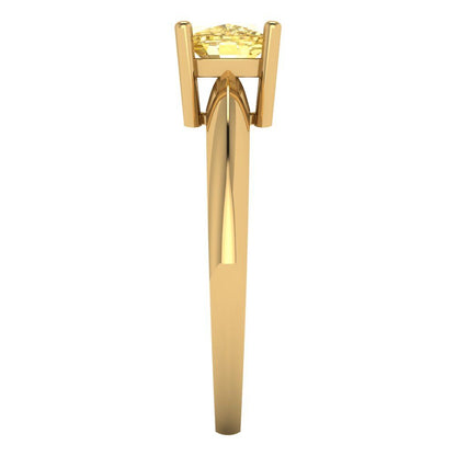 1 cttw Natural Citrine Solitaire  Engagement Ring - Solid Yellow Gold (VVS1, Cushion Cut,6mm)