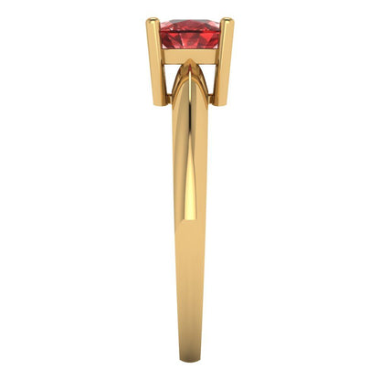 1 cttw Natural Garnet Solitaire  Engagement Ring - Solid Yellow Gold (VVS1, Cushion Cut,6mm)