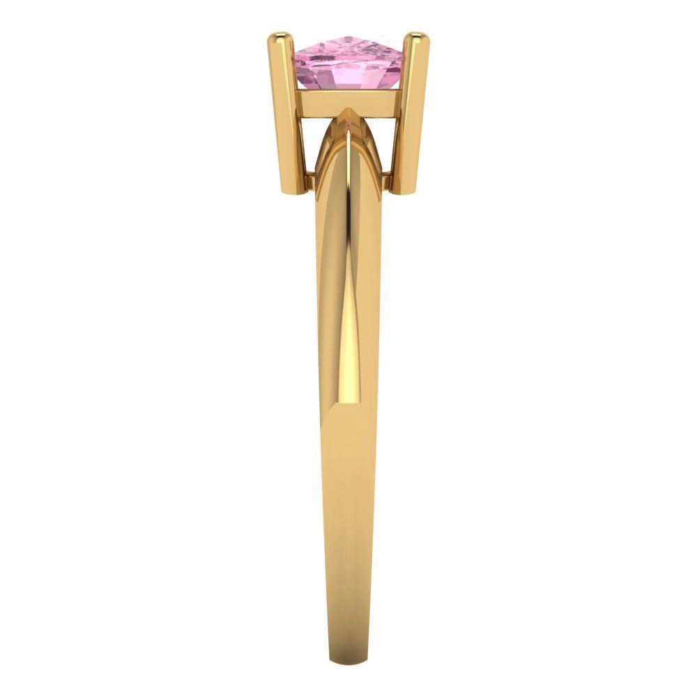 1 cttw Zirconia Simulated Pink Diamond Solitaire  Engagement Ring - Solid Yellow Gold (VVS1, Cushion Cut,6mm)