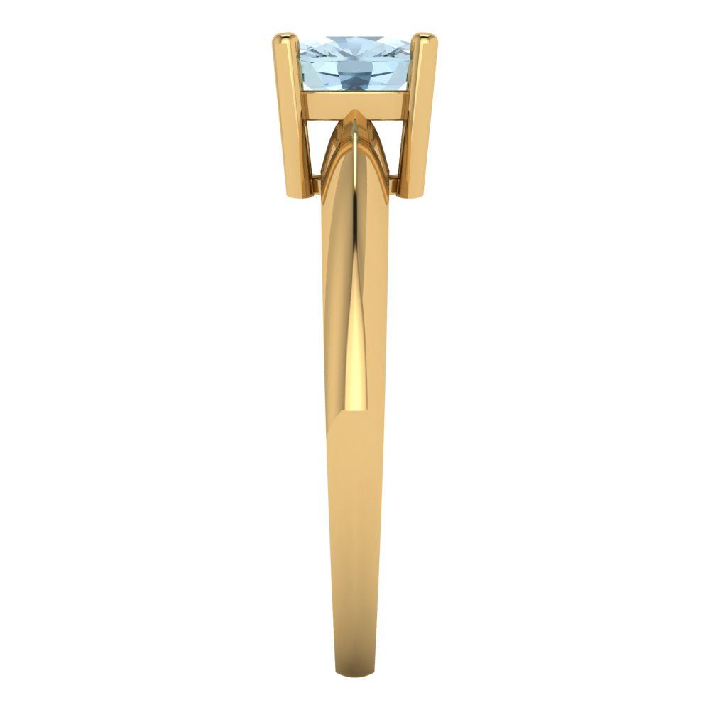 1 cttw Natural Swiss Blue Topaz Solitaire  Engagement Ring - Solid Gold (Cushion Cut,6mm)