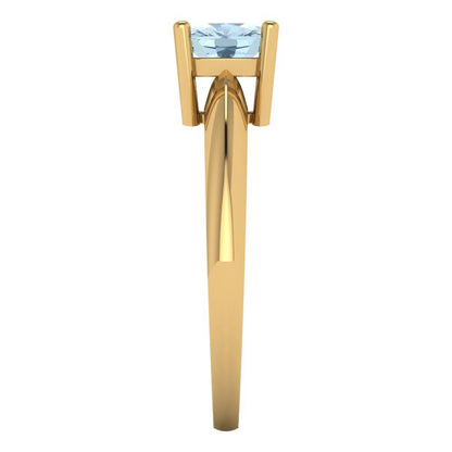 1 cttw Natural Swiss Blue Topaz Solitaire  Engagement Ring - Solid Gold (Cushion Cut,6mm)