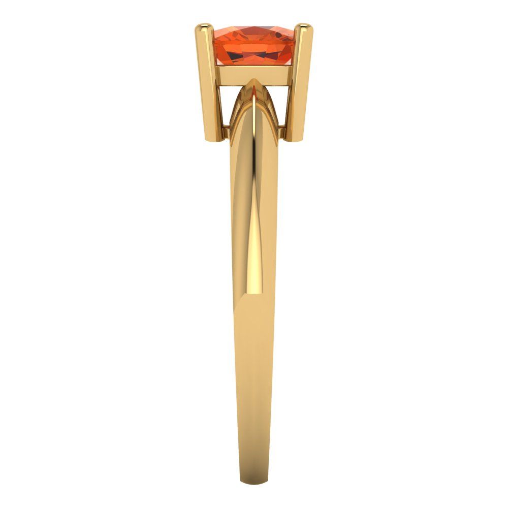 1 cttw Zirconia Simulated Red Diamond Solitaire  Engagement Ring - Solid Yellow Gold (VVS1, Cushion Cut,6mm)
