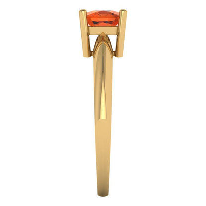 1 cttw Zirconia Simulated Red Diamond Solitaire  Engagement Ring - Solid Yellow Gold (VVS1, Cushion Cut,6mm)