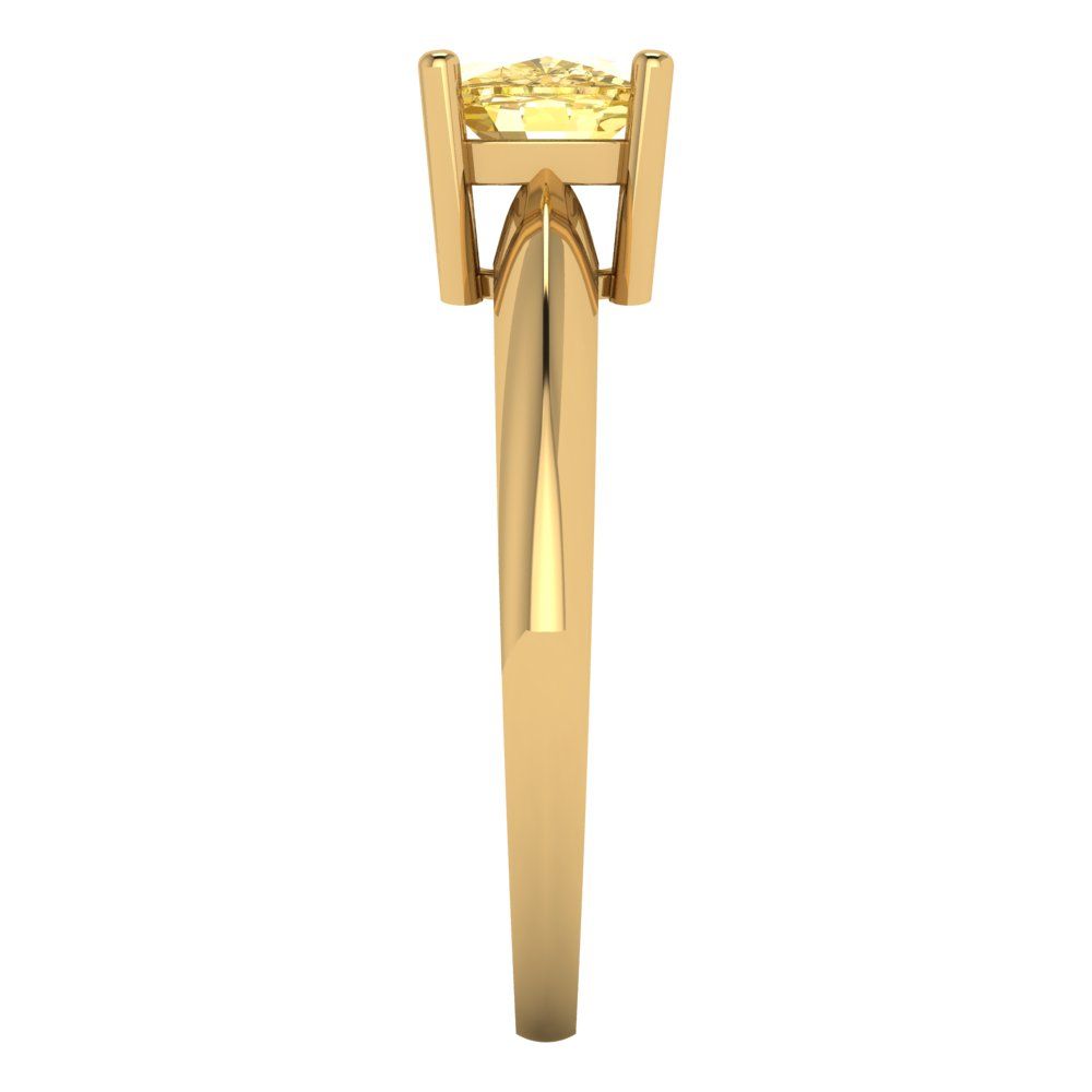 1 cttw Zirconia Simulated Yellow Diamond Solitaire  Engagement Ring - Solid Yellow Gold (VVS1, Cushion Cut,6mm)