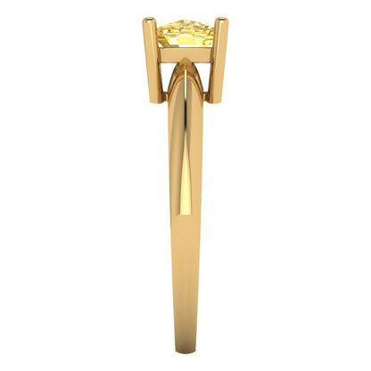 1 cttw Zirconia Simulated Yellow Diamond Solitaire  Engagement Ring - Solid Yellow Gold (VVS1, Cushion Cut,6mm)