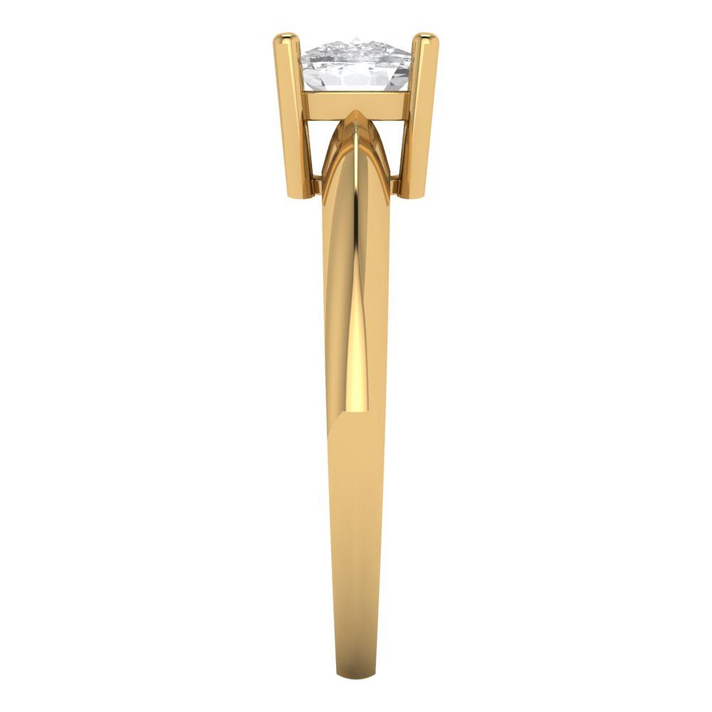 1 cttw Zirconia Simulated Diamond Solitaire  Engagement Ring - Solid Yellow Gold (VVS1, Cushion Cut,6mm)