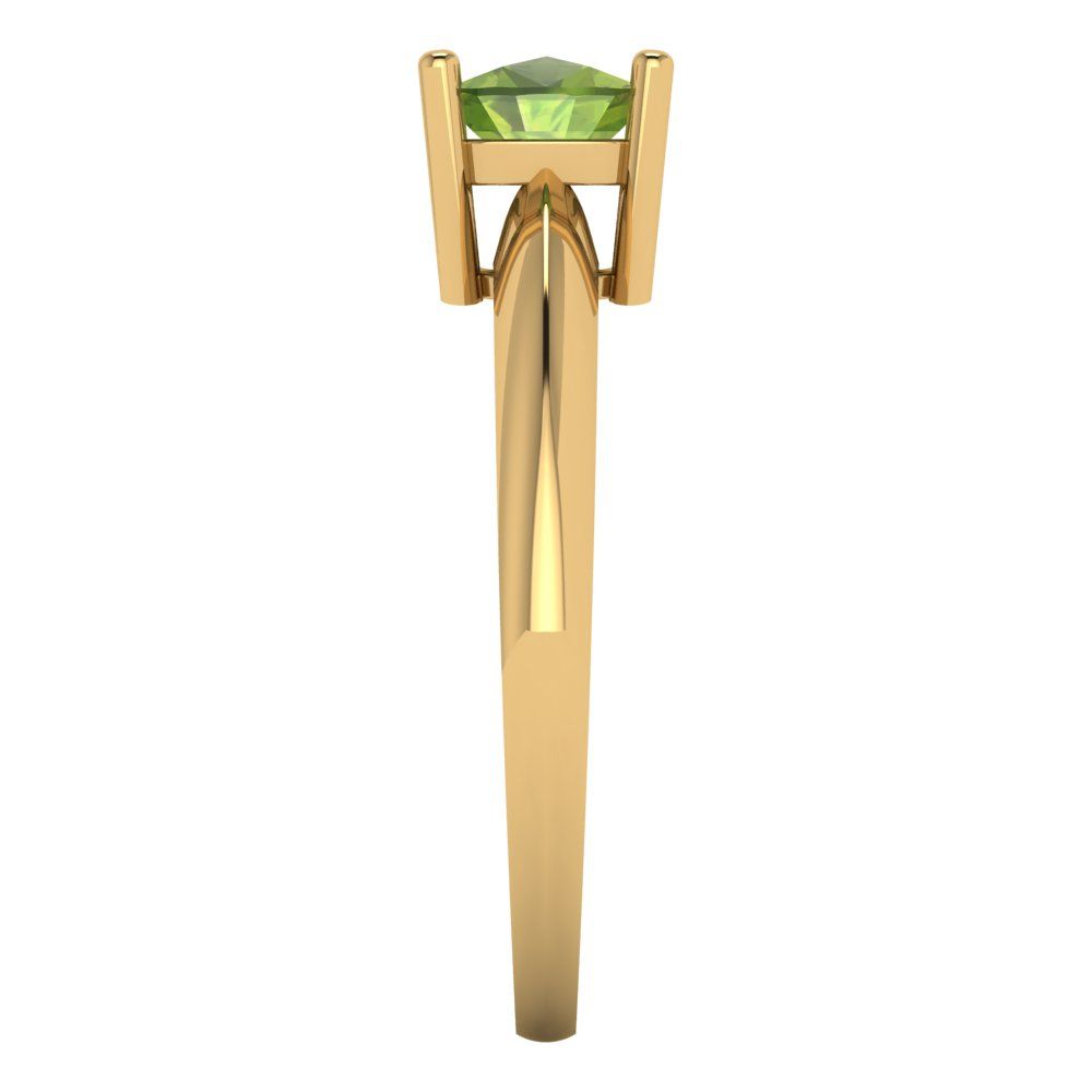 1 cttw Natural Peridot Solitaire  Engagement Ring - Solid Yellow Gold (VVS1, Cushion Cut,6mm)