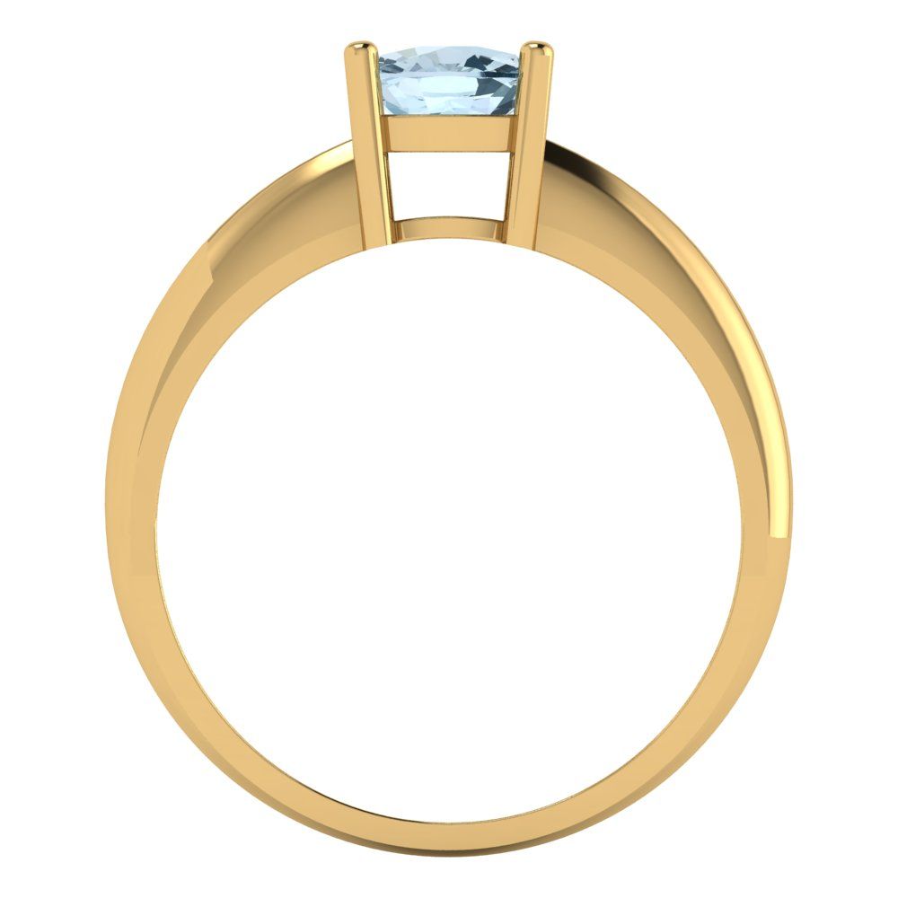 1 cttw Natural Swiss Blue Topaz Solitaire  Engagement Ring - Solid Gold (Cushion Cut,6mm)