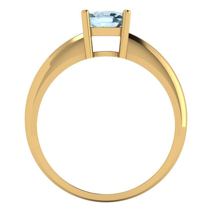 1 cttw Natural Swiss Blue Topaz Solitaire  Engagement Ring - Solid Gold (Cushion Cut,6mm)
