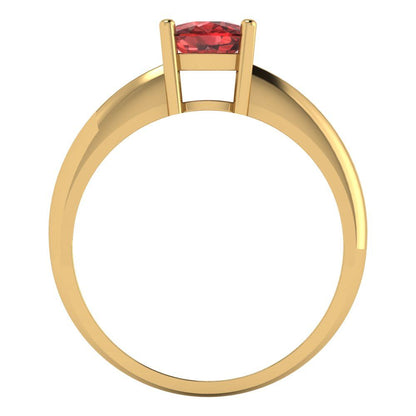 1 cttw Natural Garnet Solitaire  Engagement Ring - Solid Yellow Gold (VVS1, Cushion Cut,6mm)