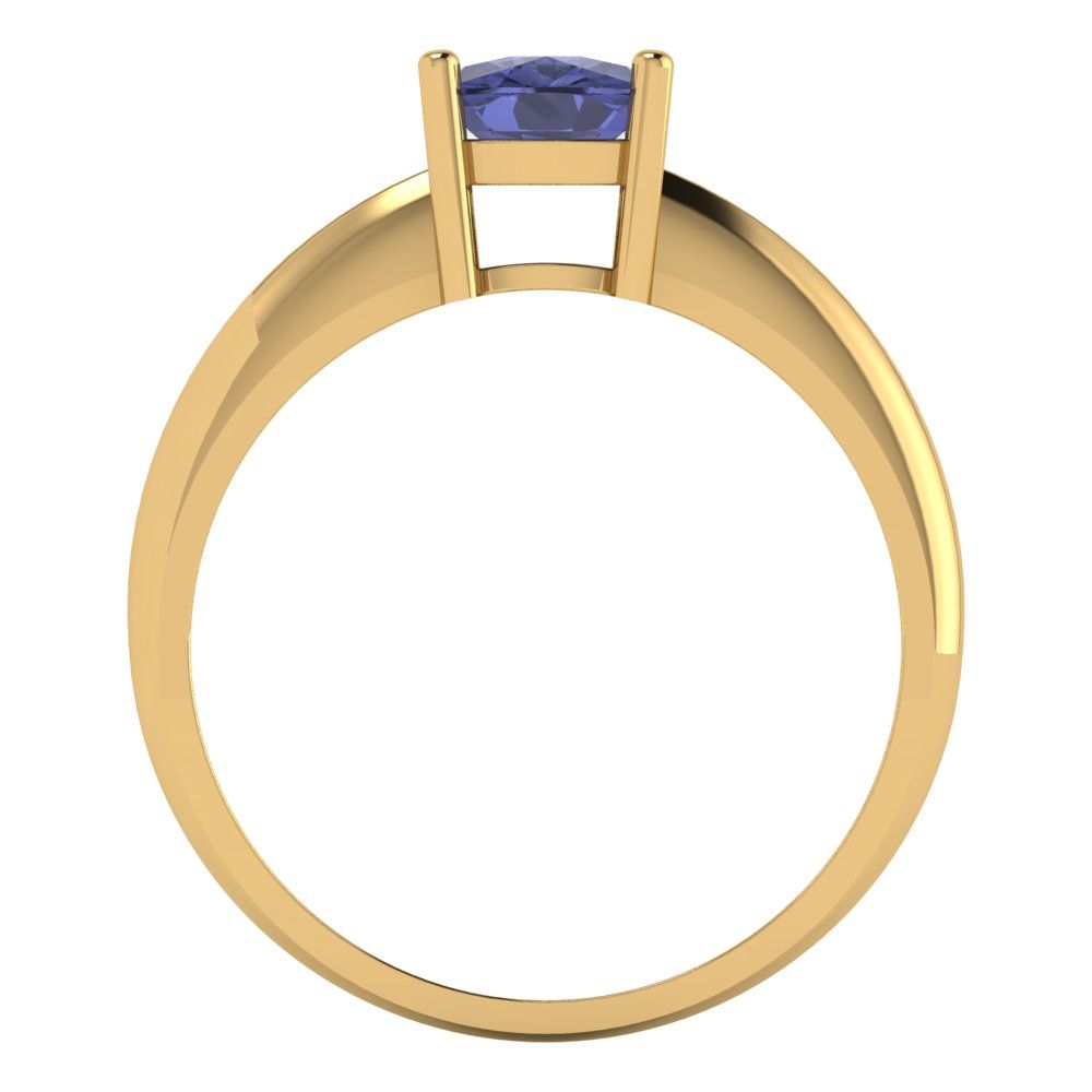1 cttw Simulated Tanzanite Solitaire  Engagement Ring - Solid Yellow Gold (VVS1, Cushion Cut,6mm)