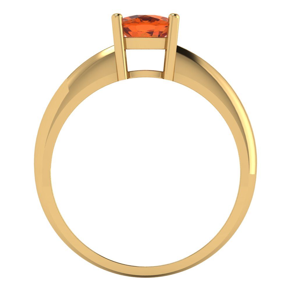 1 cttw Simulated Pink Tourmaline Solitaire  Engagement Ring - Solid Yellow Gold (VVS1, Cushion Cut,6mm)