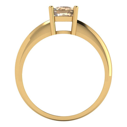 1 cttw Yellow Moissanite Solitaire  Engagement Ring - Solid Gold (Cushion Cut,6mm)