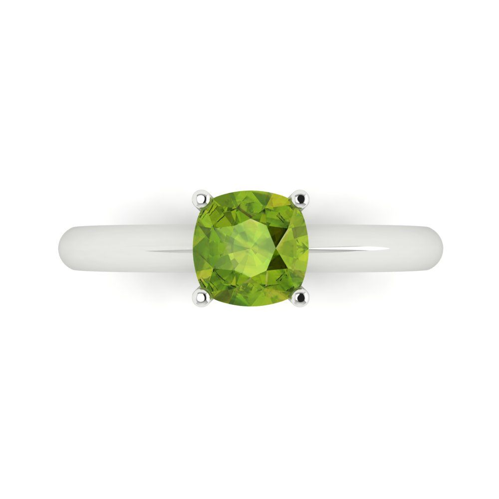 1 cttw Natural Peridot Solitaire  Engagement Ring - Solid Gold (Cushion Cut,6mm)