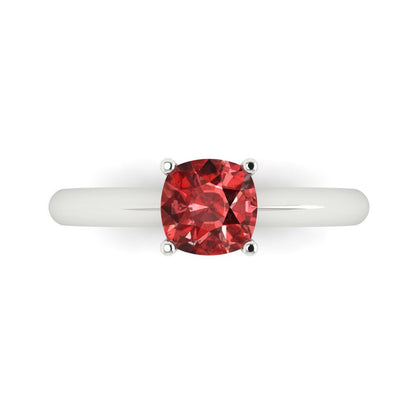 1 cttw Natural Garnet Solitaire  Engagement Ring - Solid Gold (Cushion Cut,6mm)