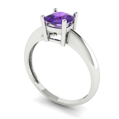 1 cttw Natural Amethyst Solitaire  Engagement Ring - Solid Gold (Cushion Cut,6mm)