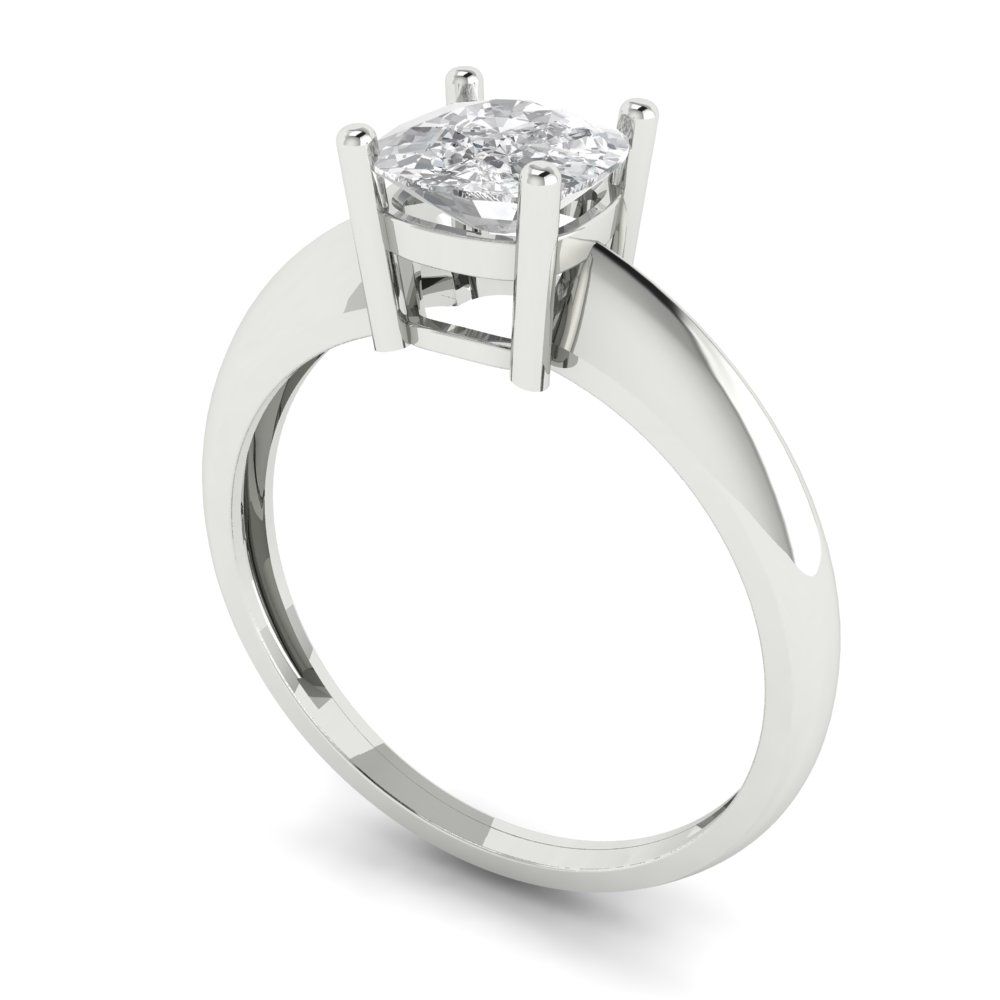 1 cttw Moissanite Solitaire  Engagement Ring - Solid White Gold (VVS1, Cushion Cut,6mm)