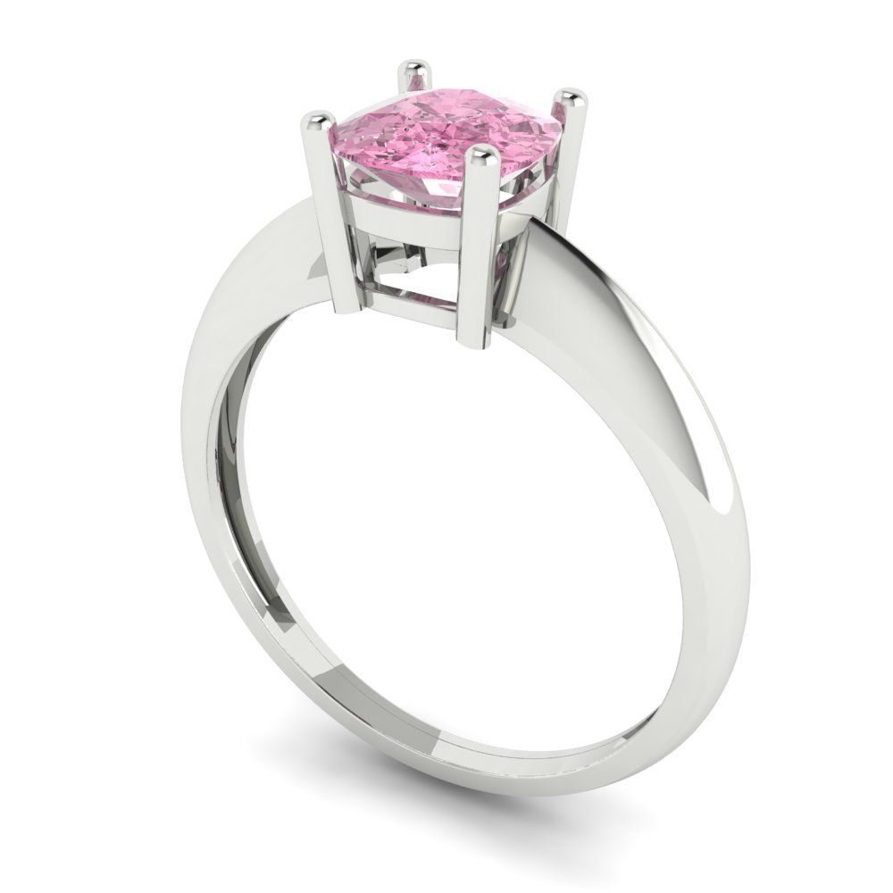 1 cttw Zirconia Simulated Pink Diamond Solitaire  Engagement Ring - Solid Gold (VVS1, Cushion Cut,6mm)