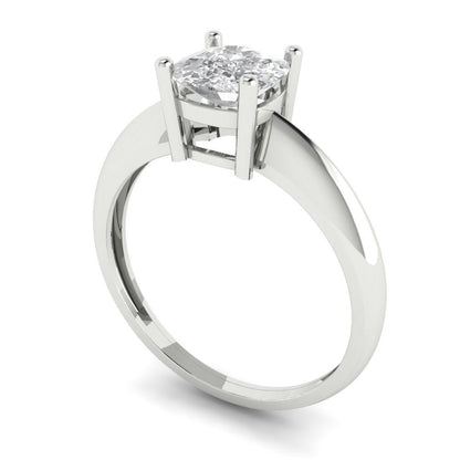 1 cttw White Sapphire Solitaire  Engagement Ring - Solid White Gold (VVS1, Cushion Cut,6mm)