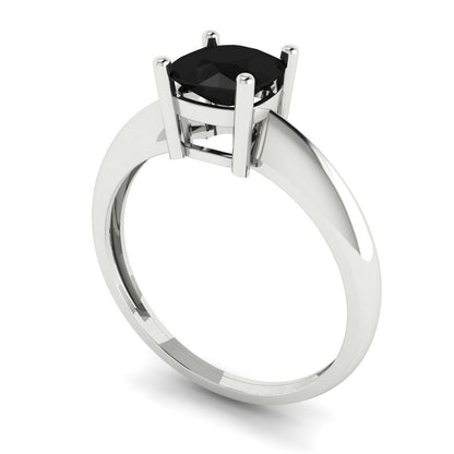 1 cttw Natural Onyx Solitaire  Engagement Ring - Solid Gold (Cushion Cut,6mm)