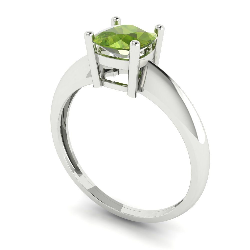 1 cttw Natural Peridot Solitaire  Engagement Ring - Solid Gold (Cushion Cut,6mm)