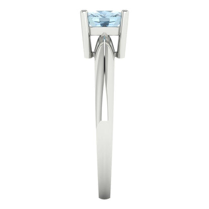 1 cttw Natural Swiss Blue Topaz Solitaire  Engagement Ring - Solid White Gold (VVS1, Cushion Cut,6mm)