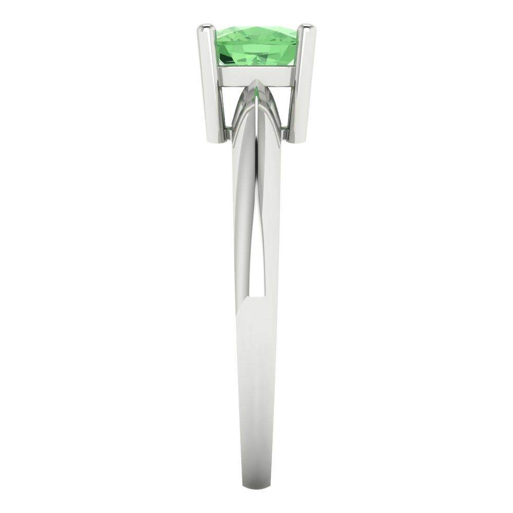 1 cttw Zirconia Simulated Green Diamond Solitaire  Engagement Ring - Solid White Gold (VVS1, Cushion Cut,6mm)