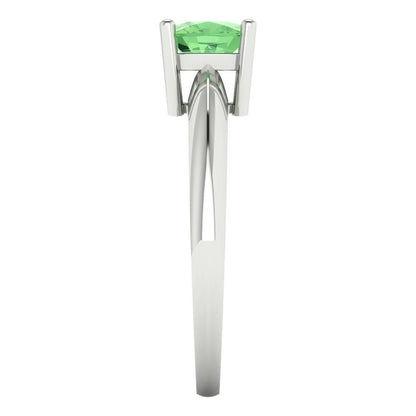 1 cttw Zirconia Simulated Green Diamond Solitaire  Engagement Ring - Solid White Gold (VVS1, Cushion Cut,6mm)