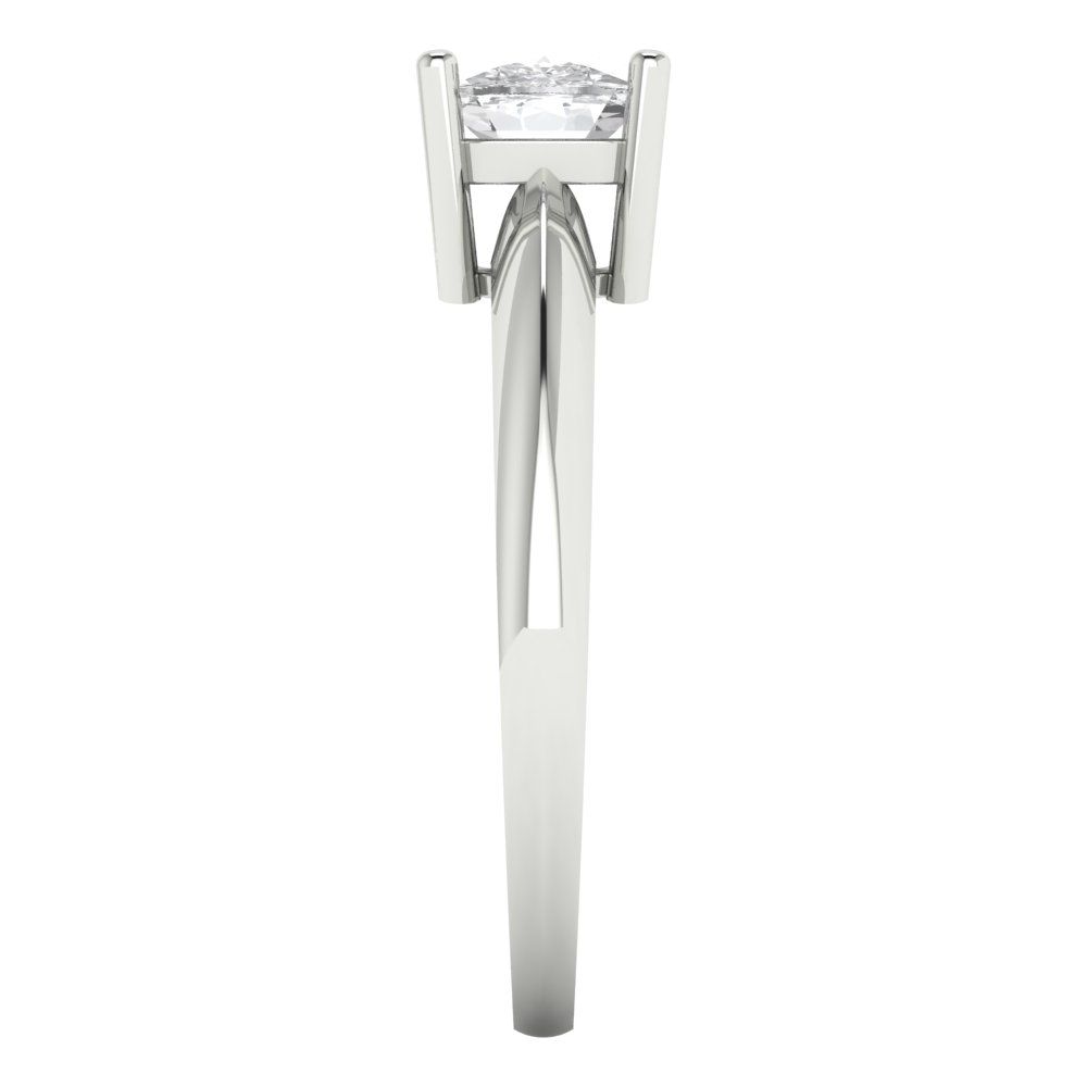 1 cttw Moissanite Solitaire  Engagement Ring - Solid White Gold (VVS1, Cushion Cut,6mm)