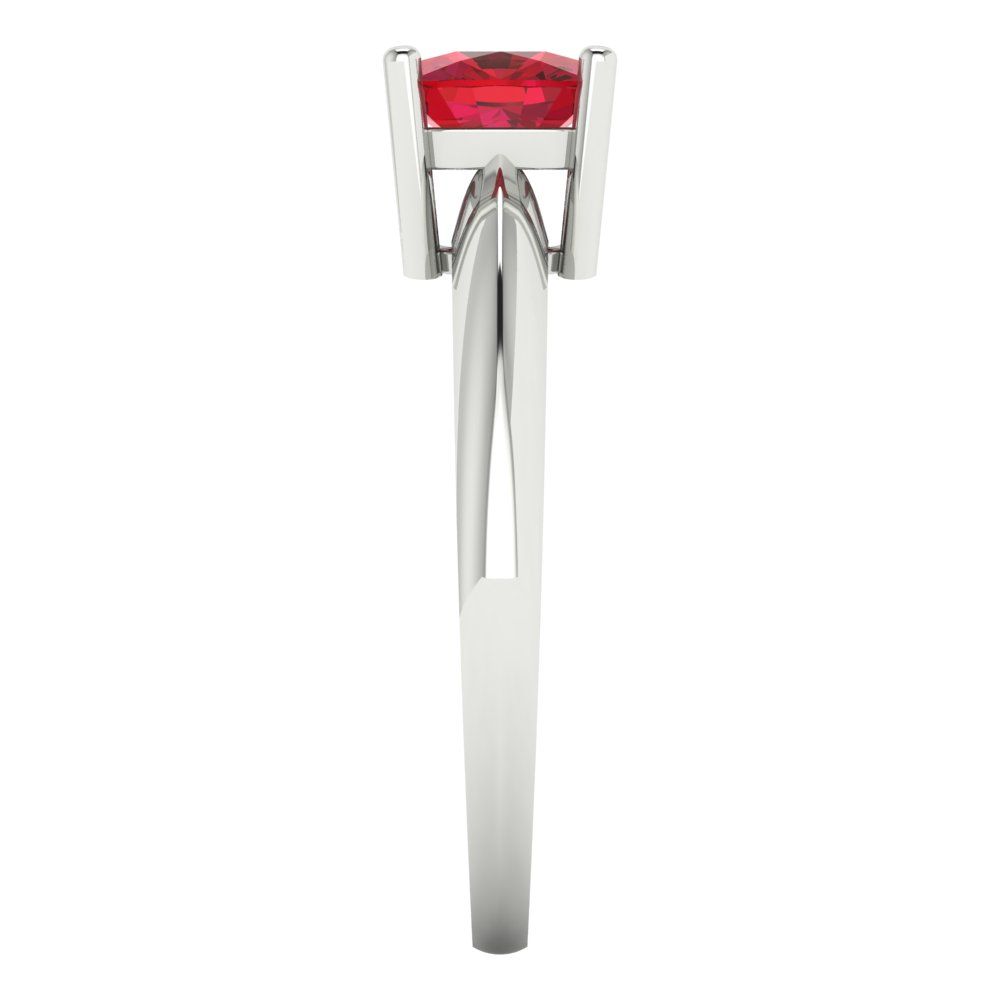 1 cttw Simulated Pink Tourmaline Solitaire  Engagement Ring - Solid White Gold (VVS1, Cushion Cut,6mm)