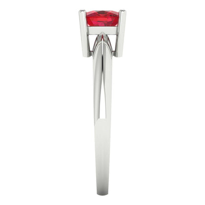 1 cttw Simulated Pink Tourmaline Solitaire  Engagement Ring - Solid White Gold (VVS1, Cushion Cut,6mm)
