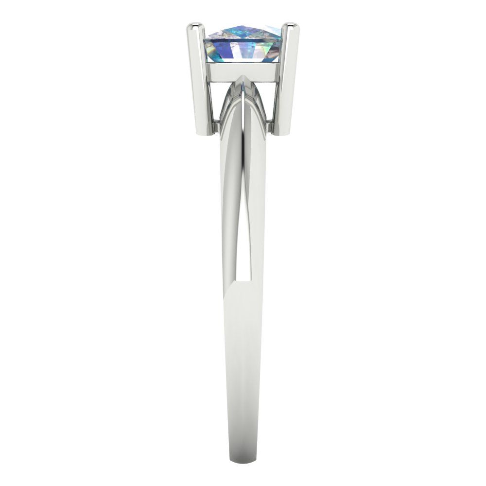 1 cttw Blue Moissanite Solitaire  Engagement Ring - Solid White Gold (VVS1, Cushion Cut,6mm)
