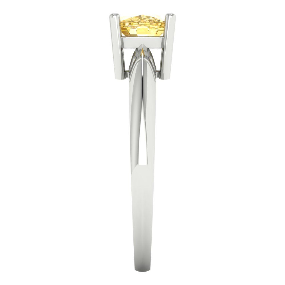 1 cttw Natural Citrine Solitaire  Engagement Ring - Solid White Gold (VVS1, Cushion Cut,6mm)
