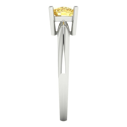 1 cttw Natural Citrine Solitaire  Engagement Ring - Solid White Gold (VVS1, Cushion Cut,6mm)