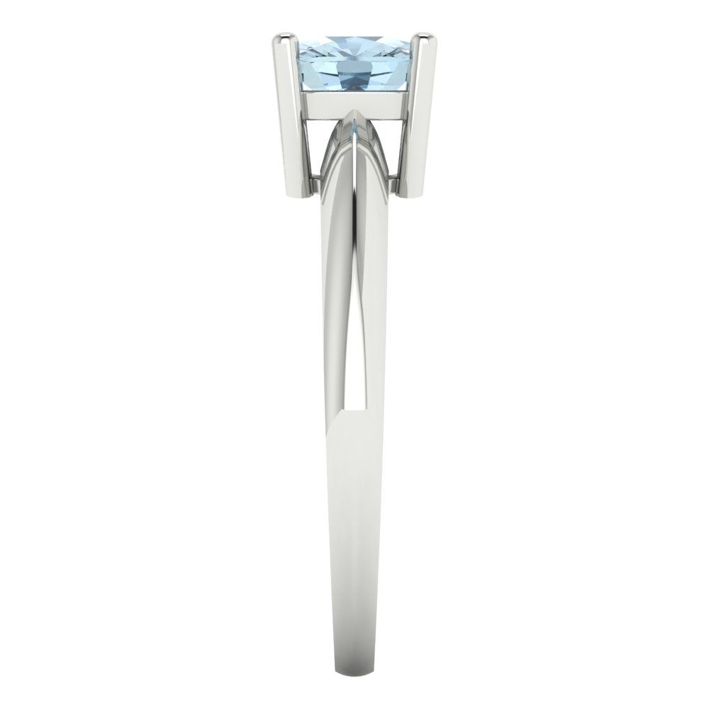 1 cttw Zirconia Simulated Blue Diamond Solitaire  Engagement Ring - Solid White Gold (VVS1, Cushion Cut,6mm)