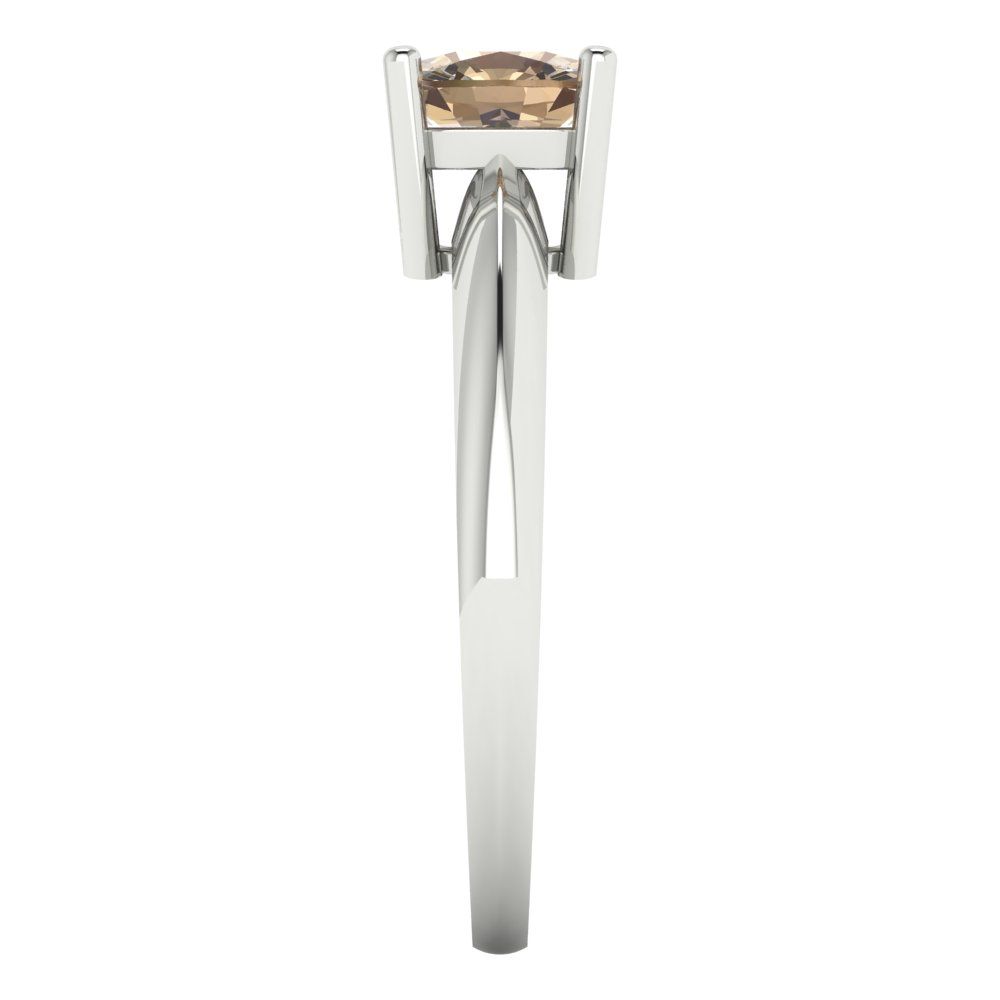 1 cttw Yellow Moissanite Solitaire  Engagement Ring - Solid White Gold (VVS1, Cushion Cut,6mm)