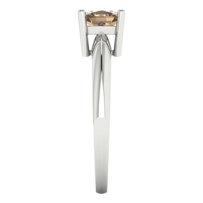 1 cttw Yellow Moissanite Solitaire  Engagement Ring - Solid White Gold (VVS1, Cushion Cut,6mm)