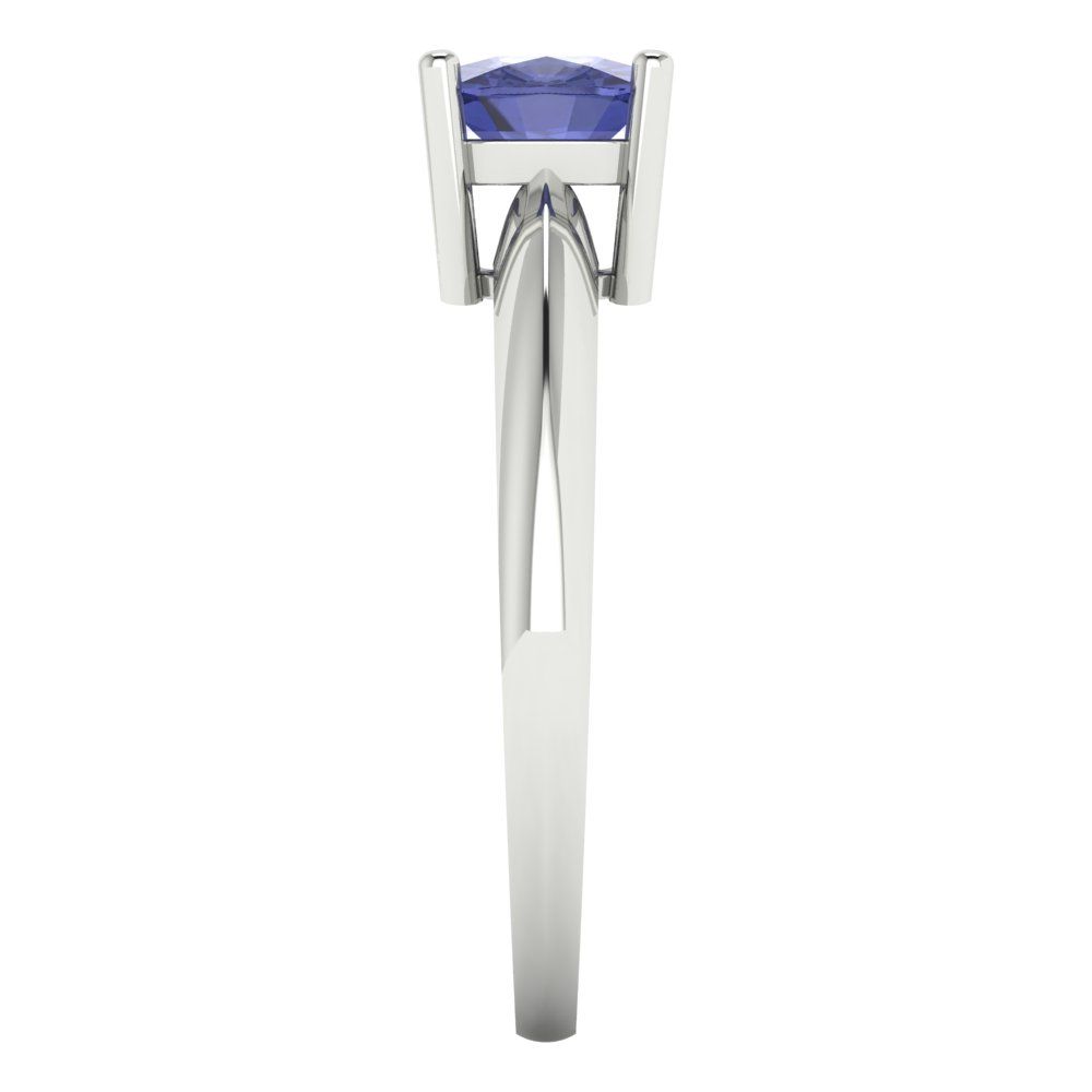 1 cttw Simulated Tanzanite Solitaire  Engagement Ring - Solid White Gold (VVS1, Cushion Cut,6mm)